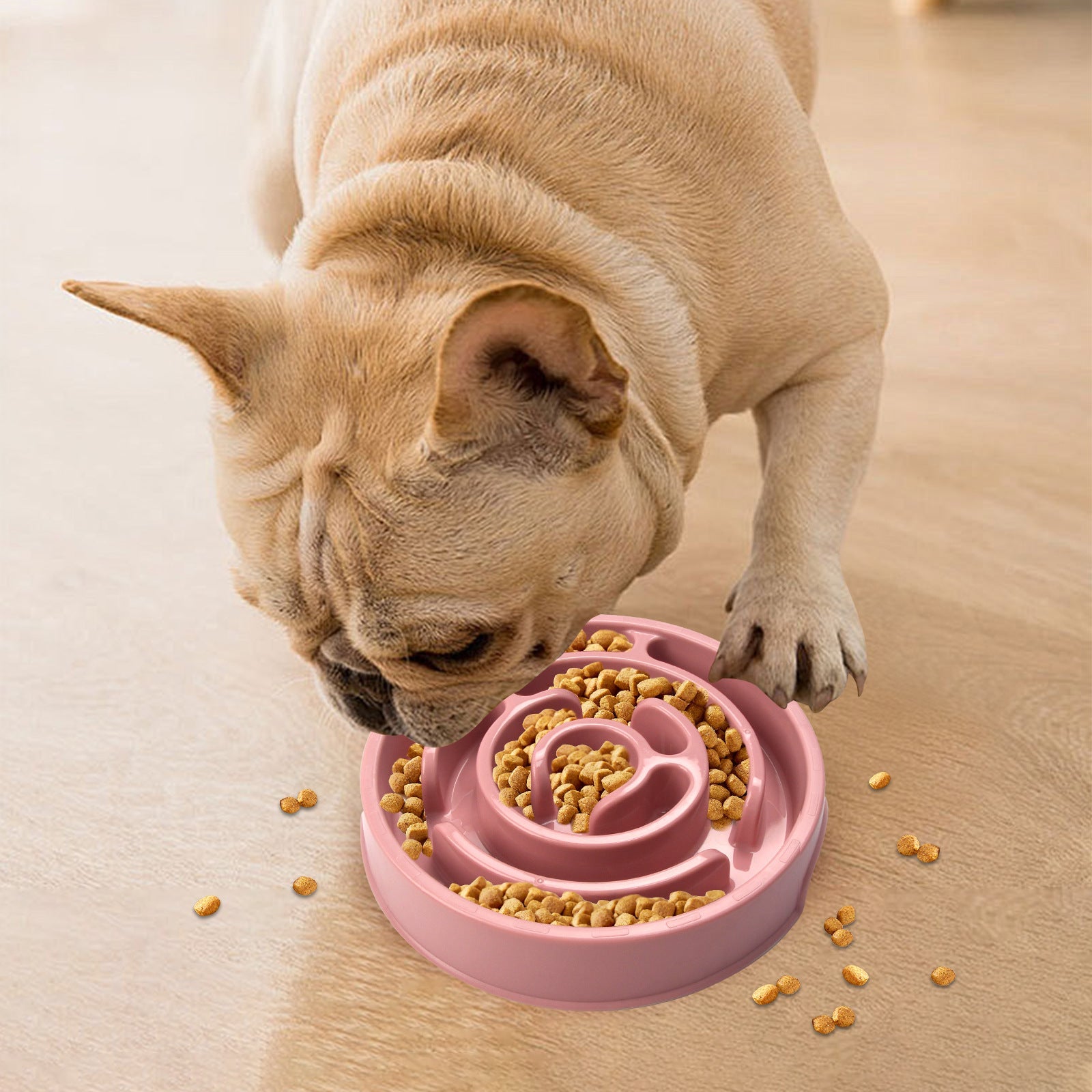 KFX-2769213 Slow Feed Pet Bowl with Neck Protection - Lightweight Anti-Choke Design in Multiple Colors