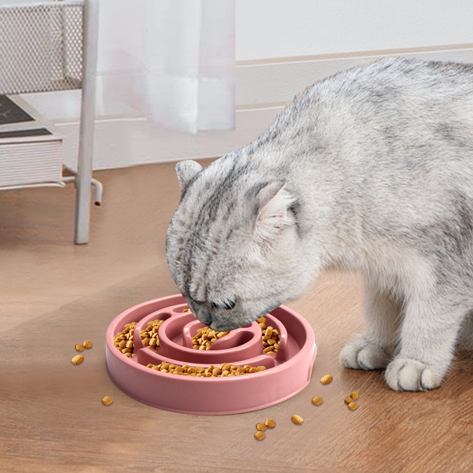 KFX-2769213 Slow Feed Pet Bowl with Neck Protection - Lightweight Anti-Choke Design in Multiple Colors
