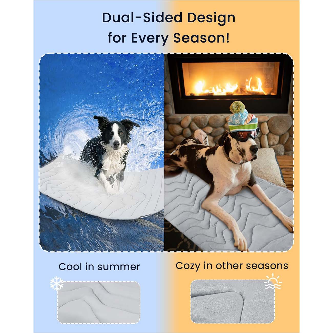 KFX-2770877 Dual-Purpose Cooling Pad for Dogs and Cats, Heatstroke Prevention, Casual Polyester Design, Available in M, L, XL