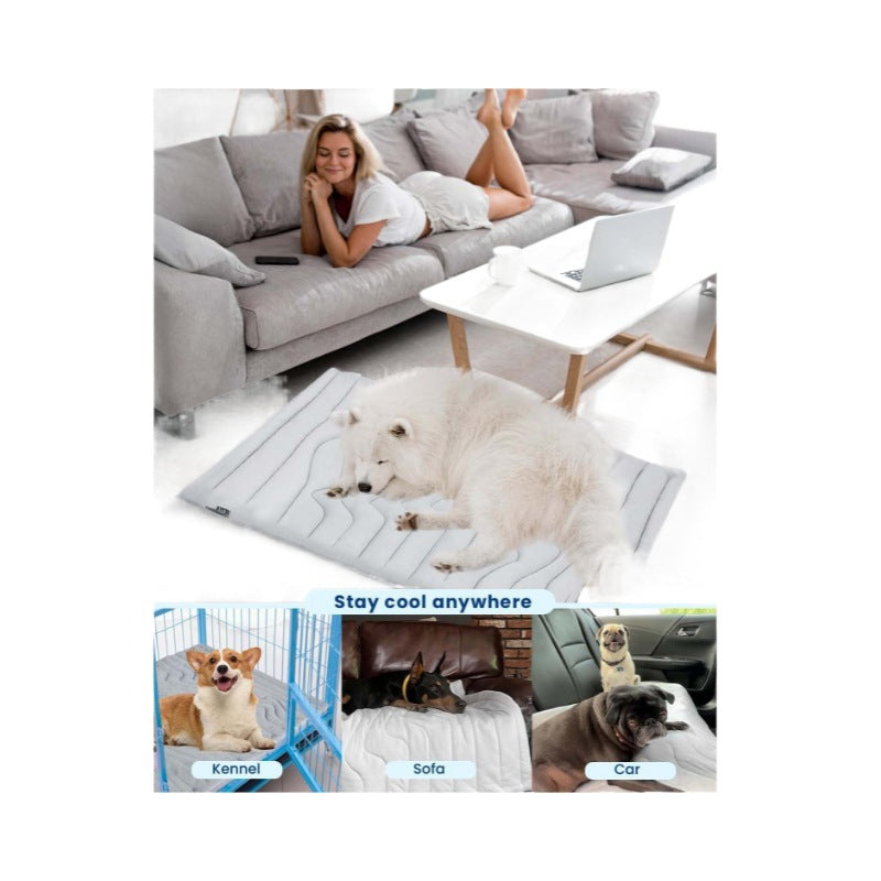 KFX-2770877 Dual-Purpose Cooling Pad for Dogs and Cats, Heatstroke Prevention, Casual Polyester Design, Available in M, L, XL