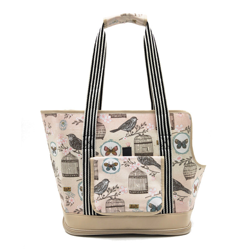 KFX-2771261 Portable Cat and Dog Travel Shoulder Bag with Breathable Mesh and Cartoon Design