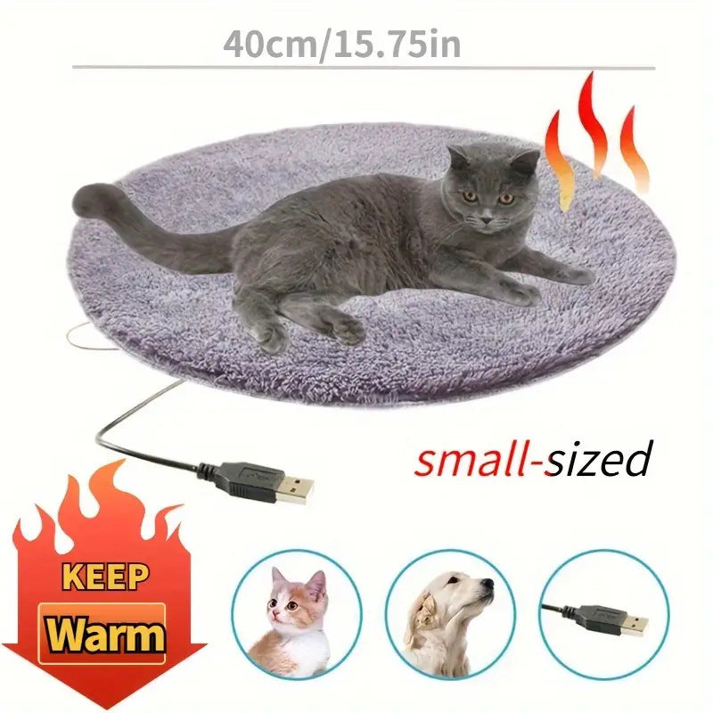 KFX-2776637 Three-Speed Electric Blanket for Cats - Soft Cloth, 40cm Diameter, Multiple Colors Available