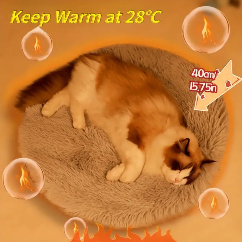 KFX-2776637 Three-Speed Electric Blanket for Cats - Soft Cloth, 40cm Diameter, Multiple Colors Available