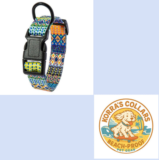 KFX-2776765 Bohemian Striped Small Dog Pet Collar - Casual Polyester Design in Multiple Sizes