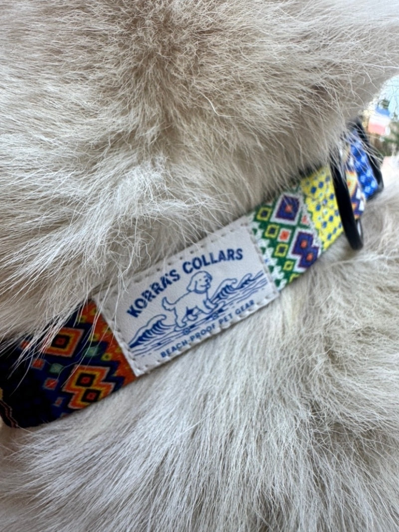 KFX-2776765 Bohemian Striped Small Dog Pet Collar - Casual Polyester Design in Multiple Sizes