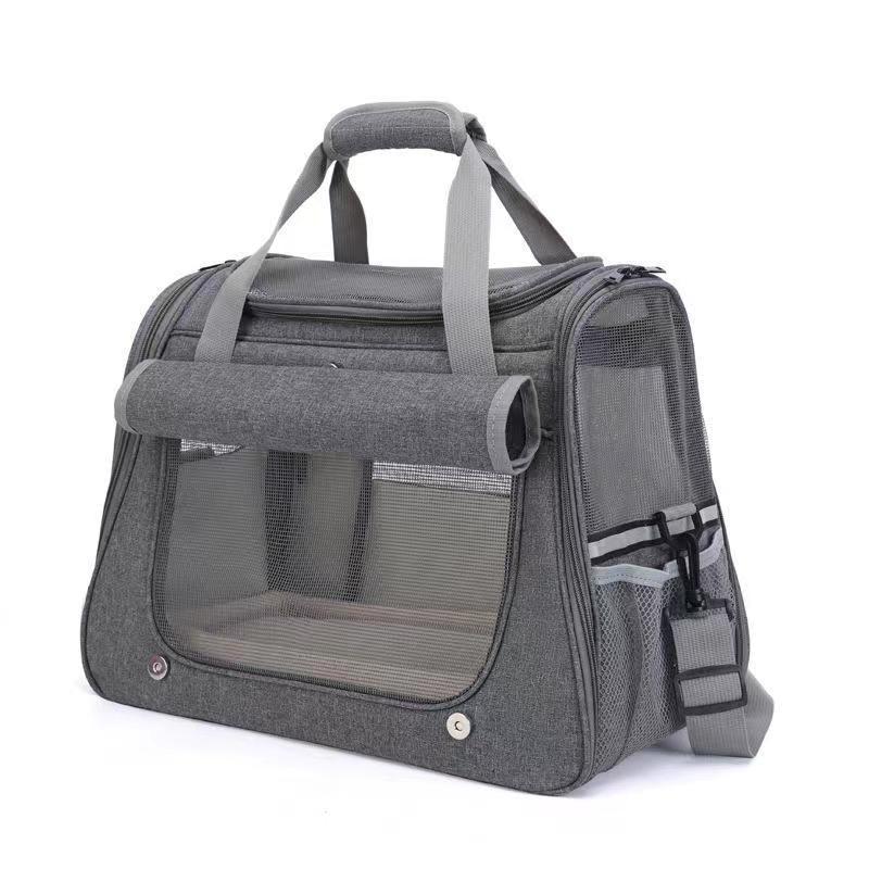 KFX-2777021 Breathable Portable Cat Carrier Bag with Large 35L Capacity in Pink and Gray