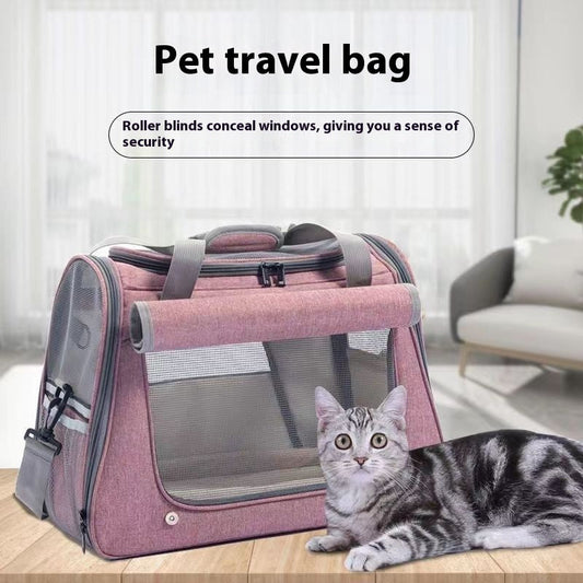 KFX-2777021 Breathable Portable Cat Carrier Bag with Large 35L Capacity in Pink and Gray