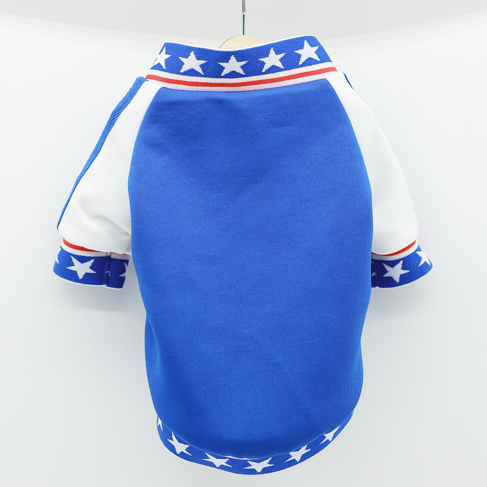 KFX-2777149 Small Dog Baseball T-Shirt Uniform in Blue for Stylish Pet Outfits
