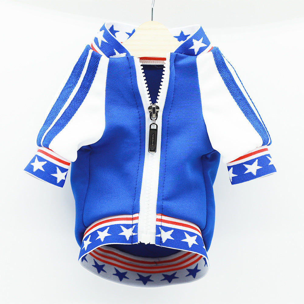 KFX-2777149 Small Dog Baseball T-Shirt Uniform in Blue for Stylish Pet Outfits