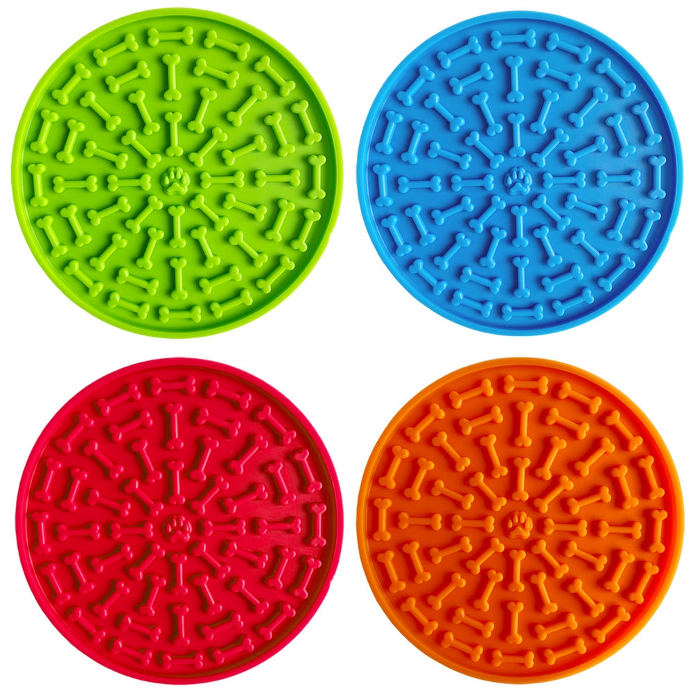 KFX-2778557 Silicone Dog Licking Mat with Suction Cups - Slow Feed Interactive Pet Feeding Plate in Multiple Colors