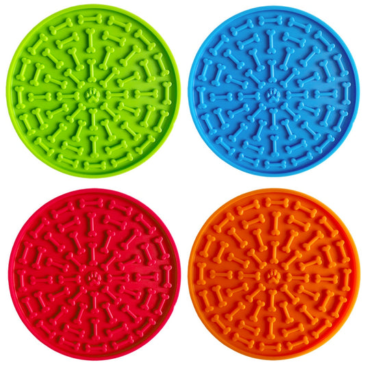 KFX-2778557 Silicone Dog Licking Mat with Suction Cups - Slow Feed Interactive Pet Feeding Plate in Multiple Colors