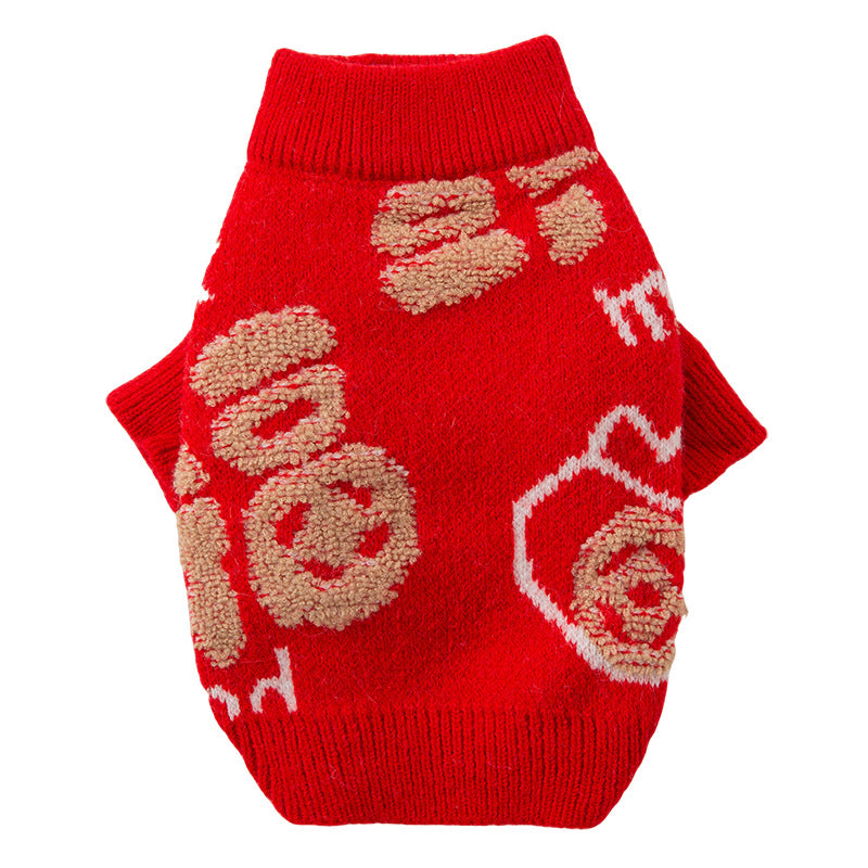 KFX-2779325 Lunar New Year Red "Fu" Luck Pet Sweater for Warmth and Festive Style