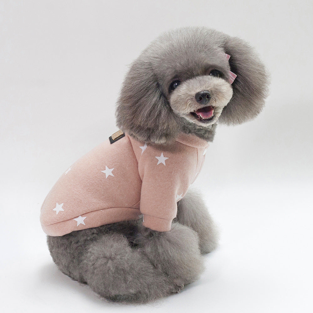 KFX-2779837 Cozy Cotton Star-Patterned Sweater for Pets in Pink and Navy Blue