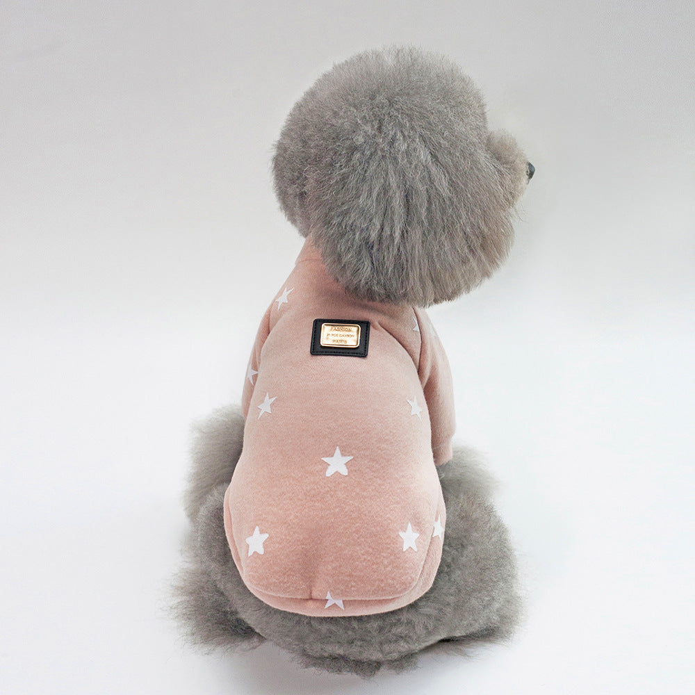 KFX-2779837 Cozy Cotton Star-Patterned Sweater for Pets in Pink and Navy Blue