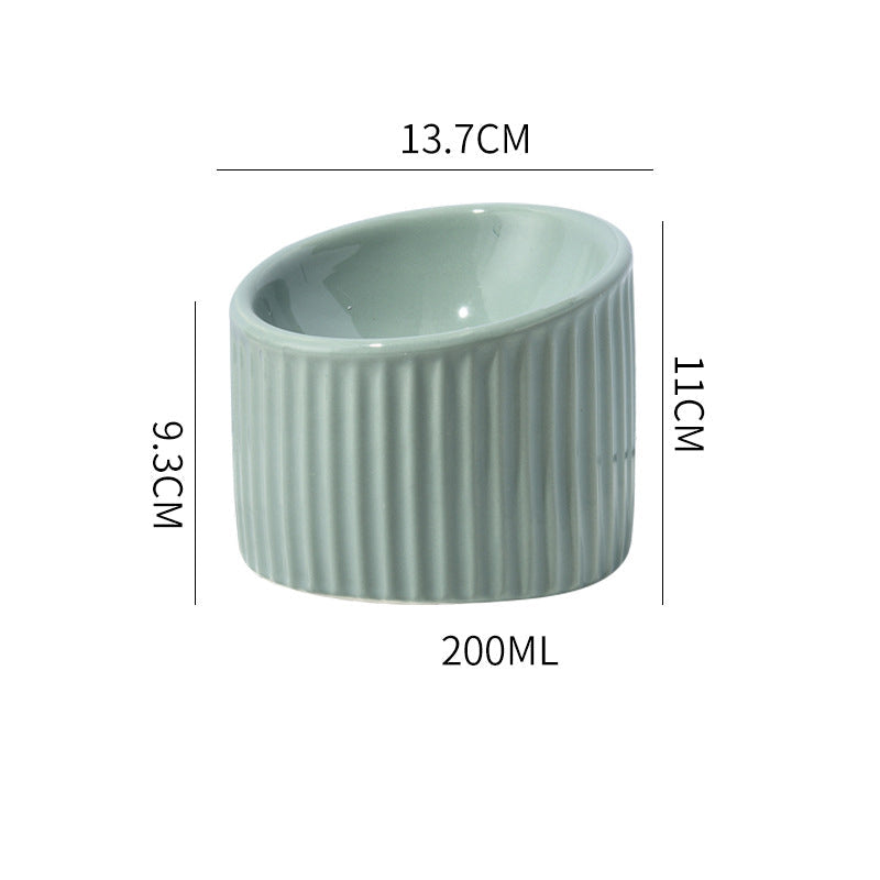 KFX-2782013 Elevated Ceramic Cat Bowls - Tilted, Anti-Vomit Design for Comfortable Feeding