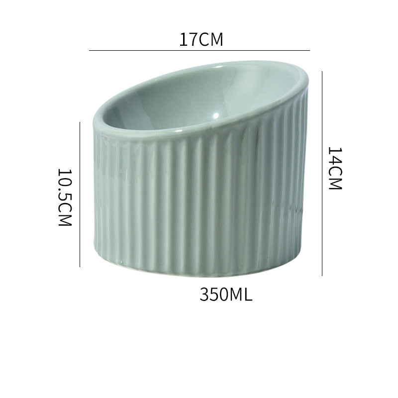 KFX-2782013 Elevated Ceramic Cat Bowls - Tilted, Anti-Vomit Design for Comfortable Feeding