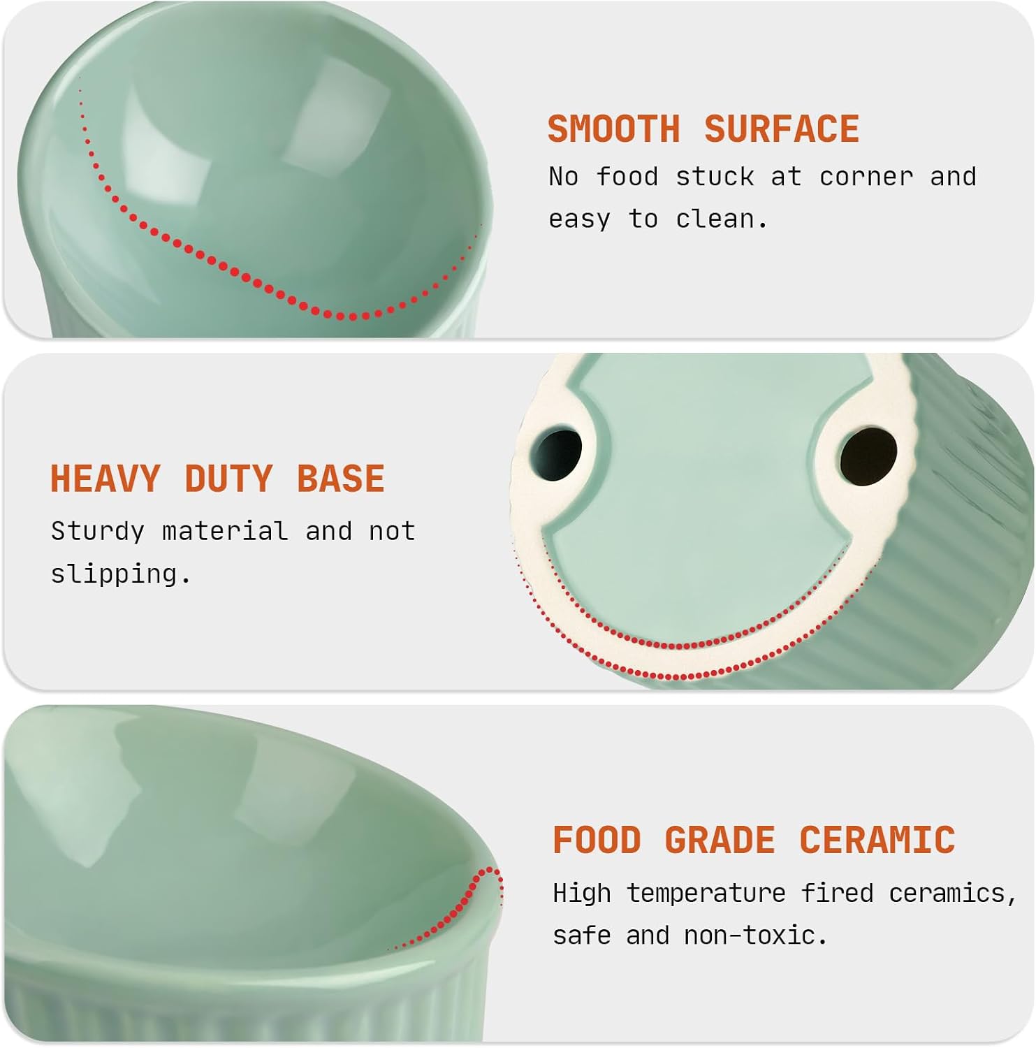 KFX-2782013 Elevated Ceramic Cat Bowls - Tilted, Anti-Vomit Design for Comfortable Feeding