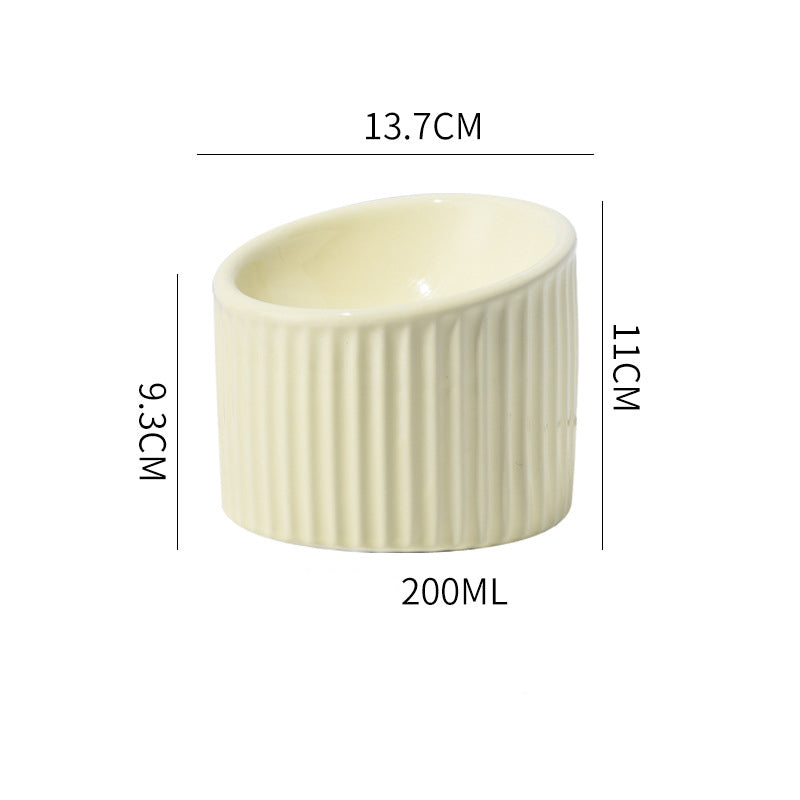 KFX-2782013 Elevated Ceramic Cat Bowls - Tilted, Anti-Vomit Design for Comfortable Feeding