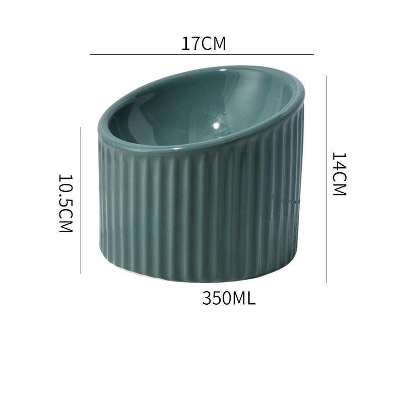 KFX-2782013 Elevated Ceramic Cat Bowls - Tilted, Anti-Vomit Design for Comfortable Feeding