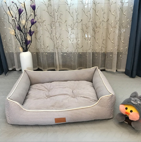KFX-2784573 Removable and Washable Cat Litter Mat in Elegant Gray - Breathable Cotton and Linen Options Available