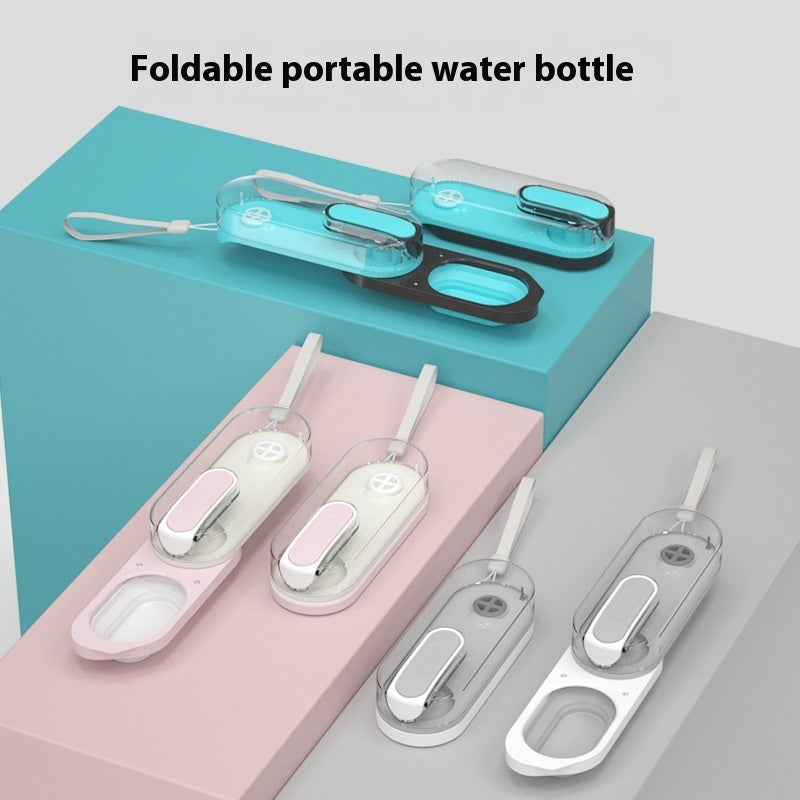 KFX-2786365 Portable Foldable Water Fountain for Pets - Silicone Dispenser in Gray, Pink and Blue