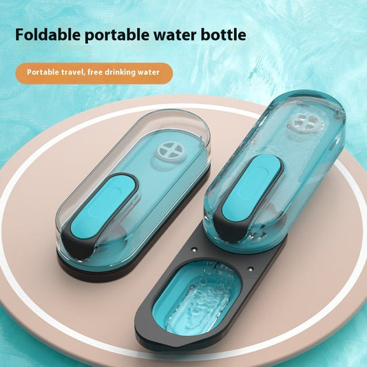 KFX-2786365 Portable Foldable Water Fountain for Pets - Silicone Dispenser in Gray, Pink and Blue