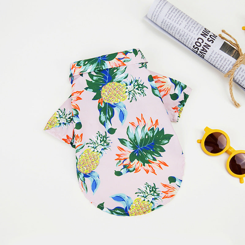 KFX-2788669 Summer Hawaiian Shirt for Large Dogs and Cats, Lightweight Polyester, Multiple Floral Designs, Various Sizes Available