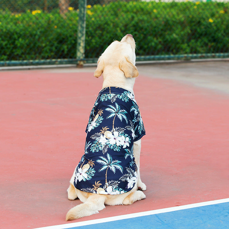 KFX-2788669 Summer Hawaiian Shirt for Large Dogs and Cats, Lightweight Polyester, Multiple Floral Designs, Various Sizes Available
