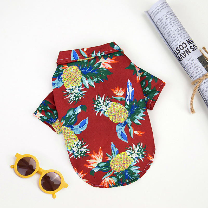 KFX-2788669 Summer Hawaiian Shirt for Large Dogs and Cats, Lightweight Polyester, Multiple Floral Designs, Various Sizes Available