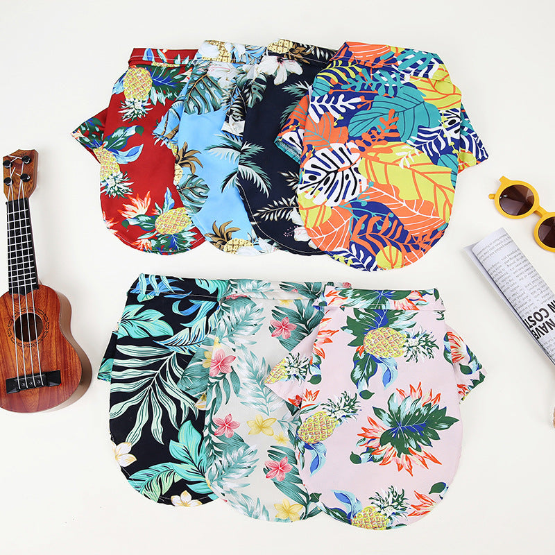 KFX-2788669 Summer Hawaiian Shirt for Large Dogs and Cats, Lightweight Polyester, Multiple Floral Designs, Various Sizes Available