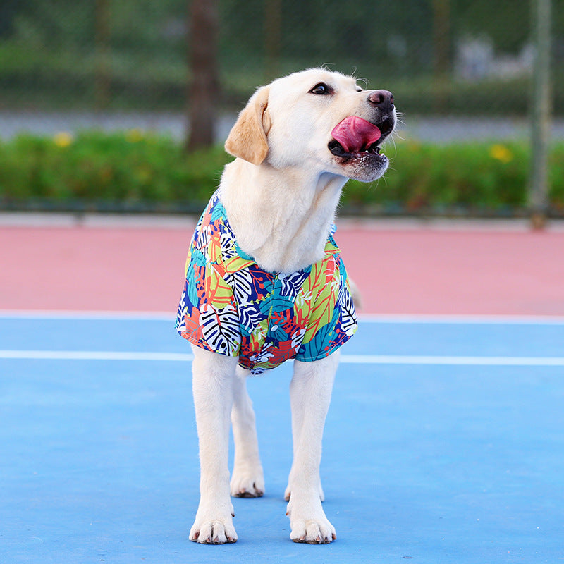 KFX-2788669 Summer Hawaiian Shirt for Large Dogs and Cats, Lightweight Polyester, Multiple Floral Designs, Various Sizes Available