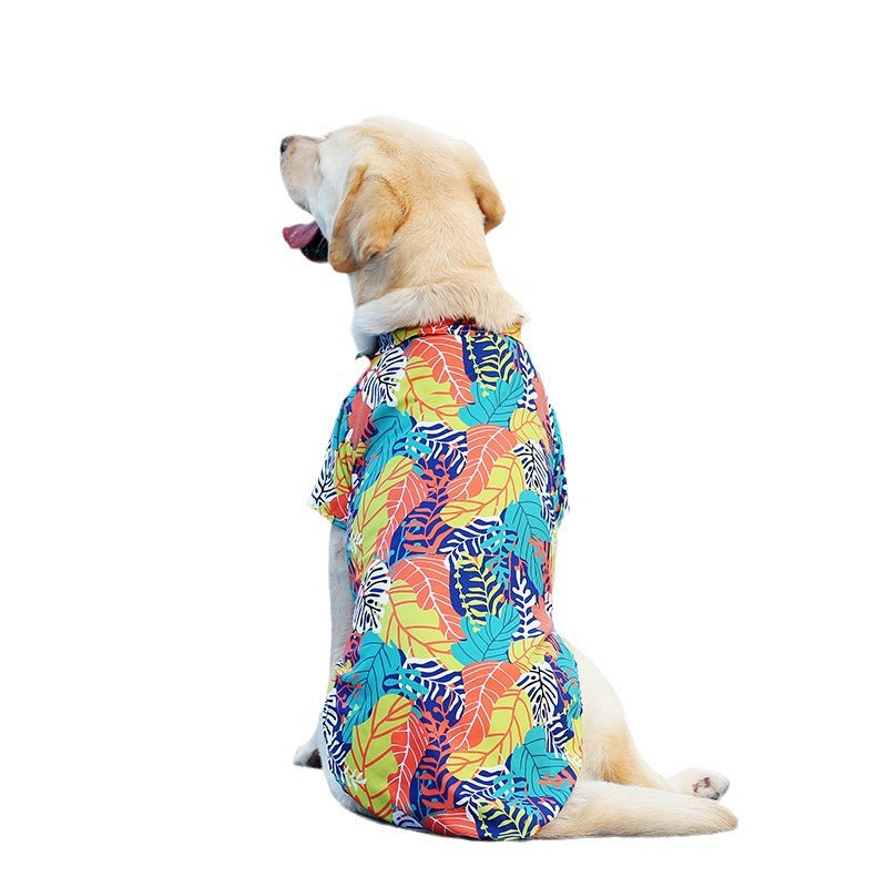 KFX-2788669 Summer Hawaiian Shirt for Large Dogs and Cats, Lightweight Polyester, Multiple Floral Designs, Various Sizes Available