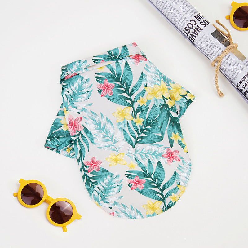 KFX-2788669 Summer Hawaiian Shirt for Large Dogs and Cats, Lightweight Polyester, Multiple Floral Designs, Various Sizes Available