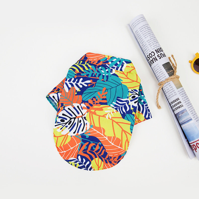 KFX-2788669 Summer Hawaiian Shirt for Large Dogs and Cats, Lightweight Polyester, Multiple Floral Designs, Various Sizes Available