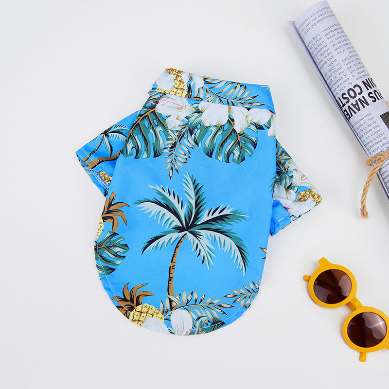 KFX-2788669 Summer Hawaiian Shirt for Large Dogs and Cats, Lightweight Polyester, Multiple Floral Designs, Various Sizes Available