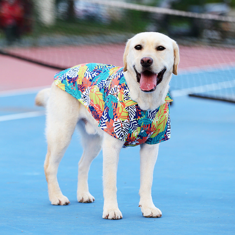 KFX-2788669 Summer Hawaiian Shirt for Large Dogs and Cats, Lightweight Polyester, Multiple Floral Designs, Various Sizes Available
