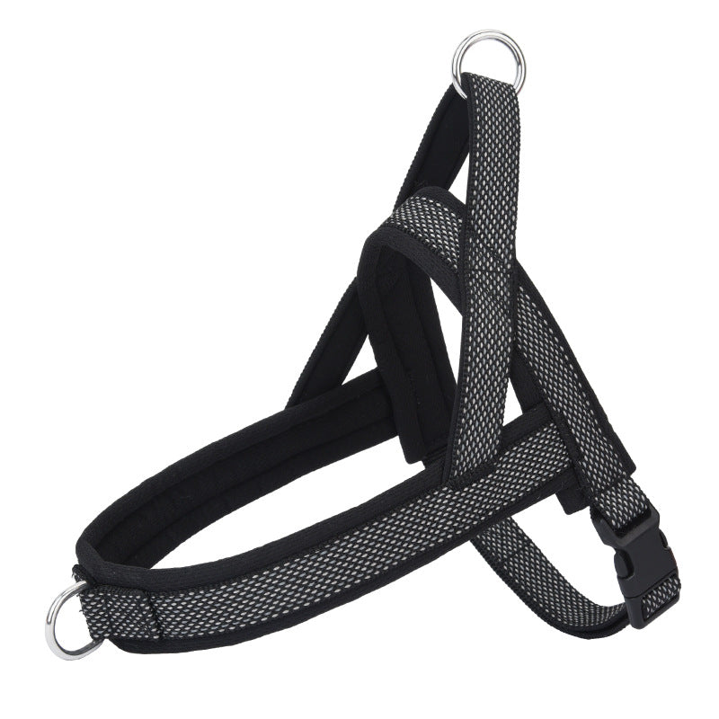 KFX-2789565 Reflective Chest Strap with Traction Rope for Small to Large Dogs in Black, Green, Orange, Dark Blue