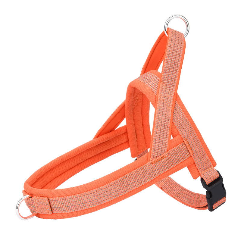 KFX-2789565 Reflective Chest Strap with Traction Rope for Small to Large Dogs in Black, Green, Orange, Dark Blue