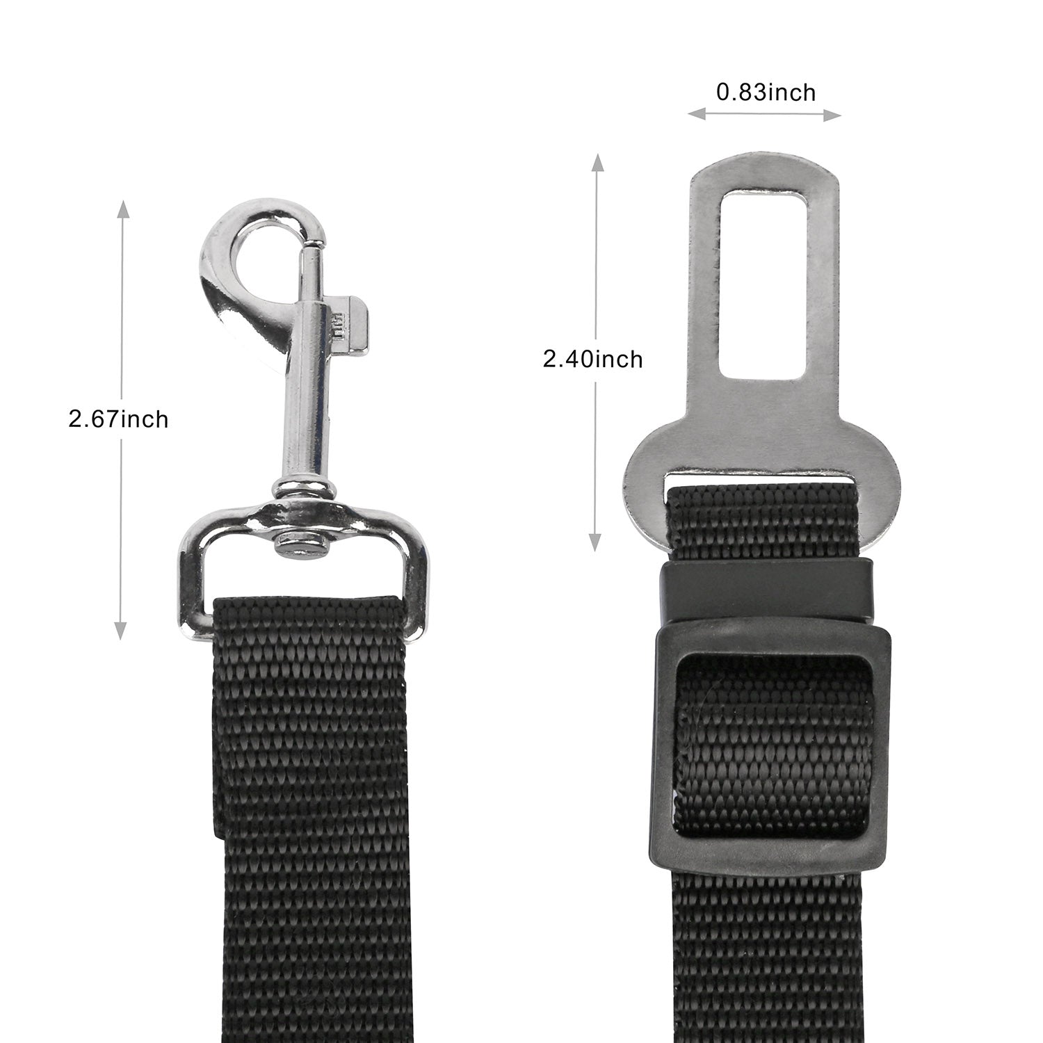 KFX-2790077 Adjustable Pet Seat Belt Leash for Dogs and Cats – Safety Harness Car Straps with Swivel Carabiner, Nylon Fabric, 1.37ft-2.2ft Length
