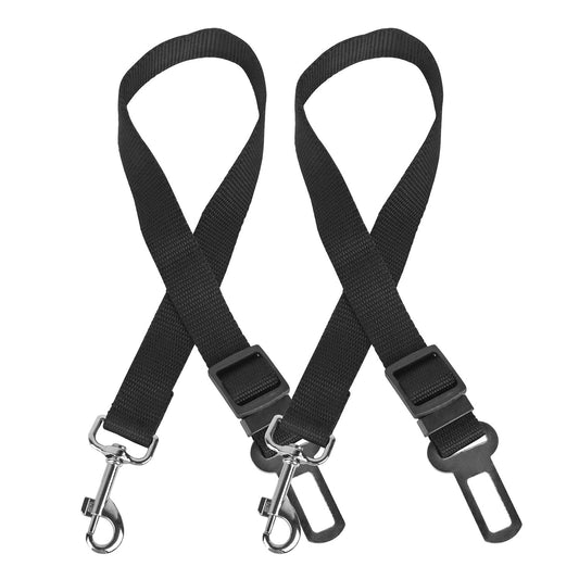 KFX-2790077 Adjustable Pet Seat Belt Leash for Dogs and Cats – Safety Harness Car Straps with Swivel Carabiner, Nylon Fabric, 1.37ft-2.2ft Length