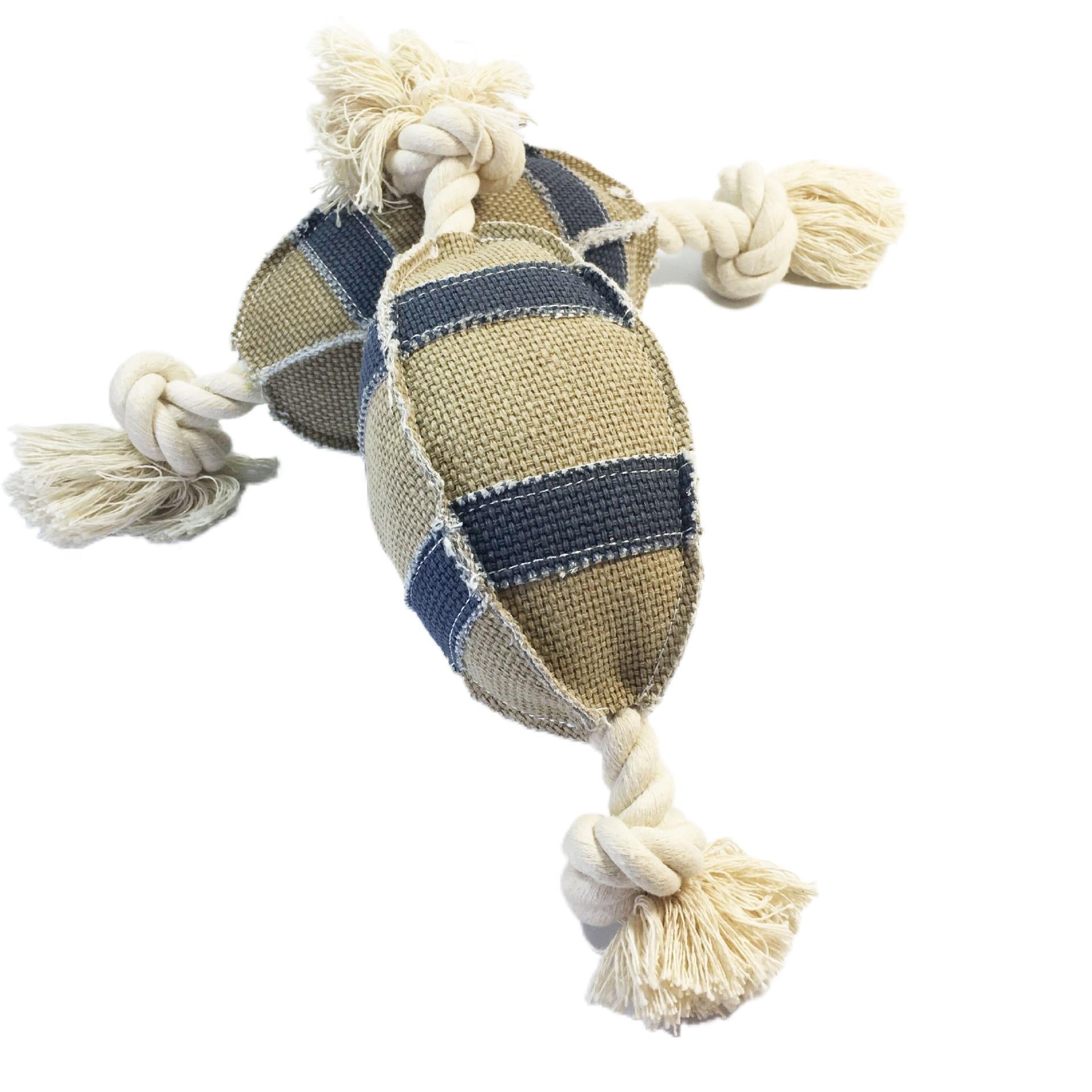 KFX-2791101 Linen Cotton Rope Dog Toy - Bite Resistant Rugby Style for Training