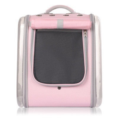 KFX-2792509 Portable Cat Backpack in Soft Polyester - Agate Gray, Lemon Yellow, Light Peach Pink, Light Blue, Navy Green Leaves