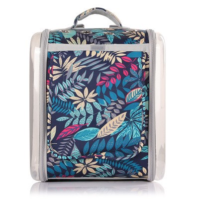 KFX-2792509 Portable Cat Backpack in Soft Polyester - Agate Gray, Lemon Yellow, Light Peach Pink, Light Blue, Navy Green Leaves