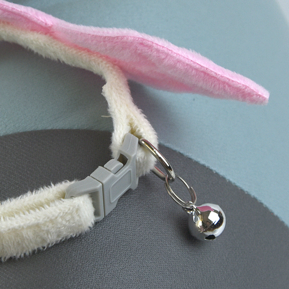 KFX-2794045 Cat Angel Wings Collar with Bell - Solid Color, Adjustable Polyester Design, White & Pink