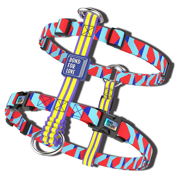 KFX-2795325 Adjustable Soft Nylon Dog Chest Harness with Leash Strap for Large Dogs