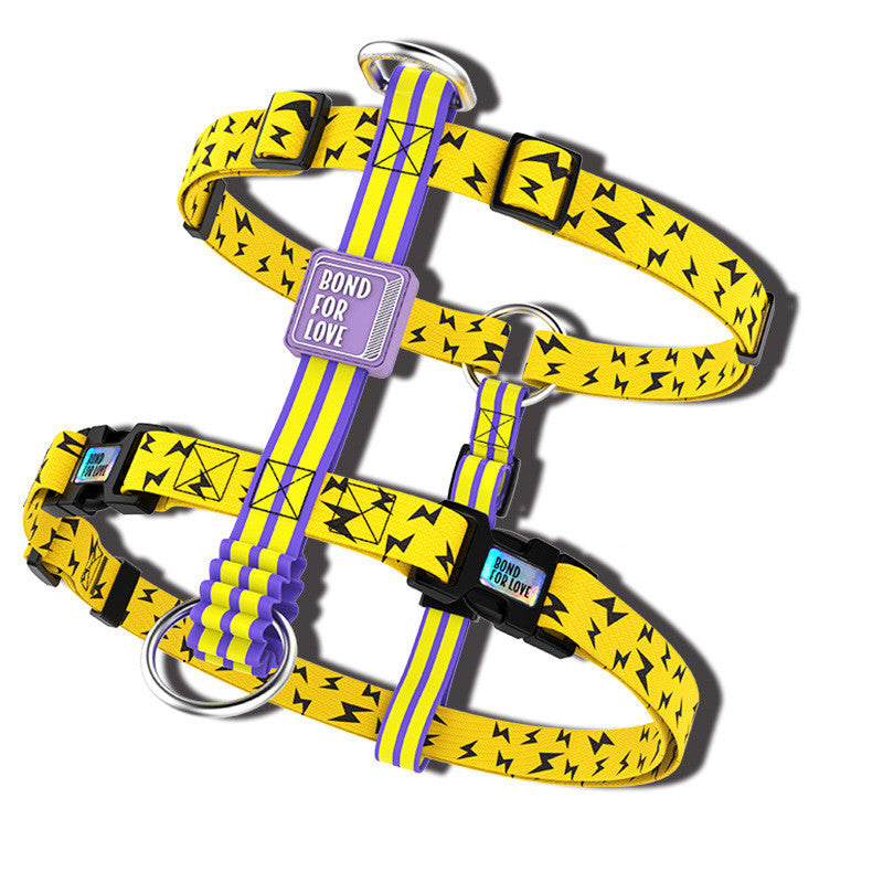 KFX-2795325 Adjustable Soft Nylon Dog Chest Harness with Leash Strap for Large Dogs
