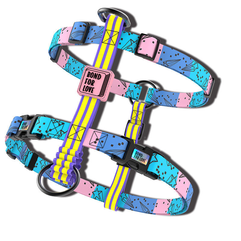 KFX-2795325 Adjustable Soft Nylon Dog Chest Harness with Leash Strap for Large Dogs