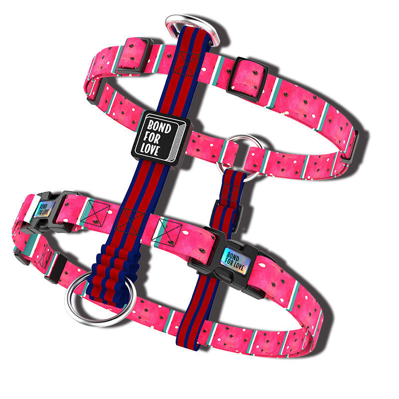 KFX-2795325 Adjustable Soft Nylon Dog Chest Harness with Leash Strap for Large Dogs