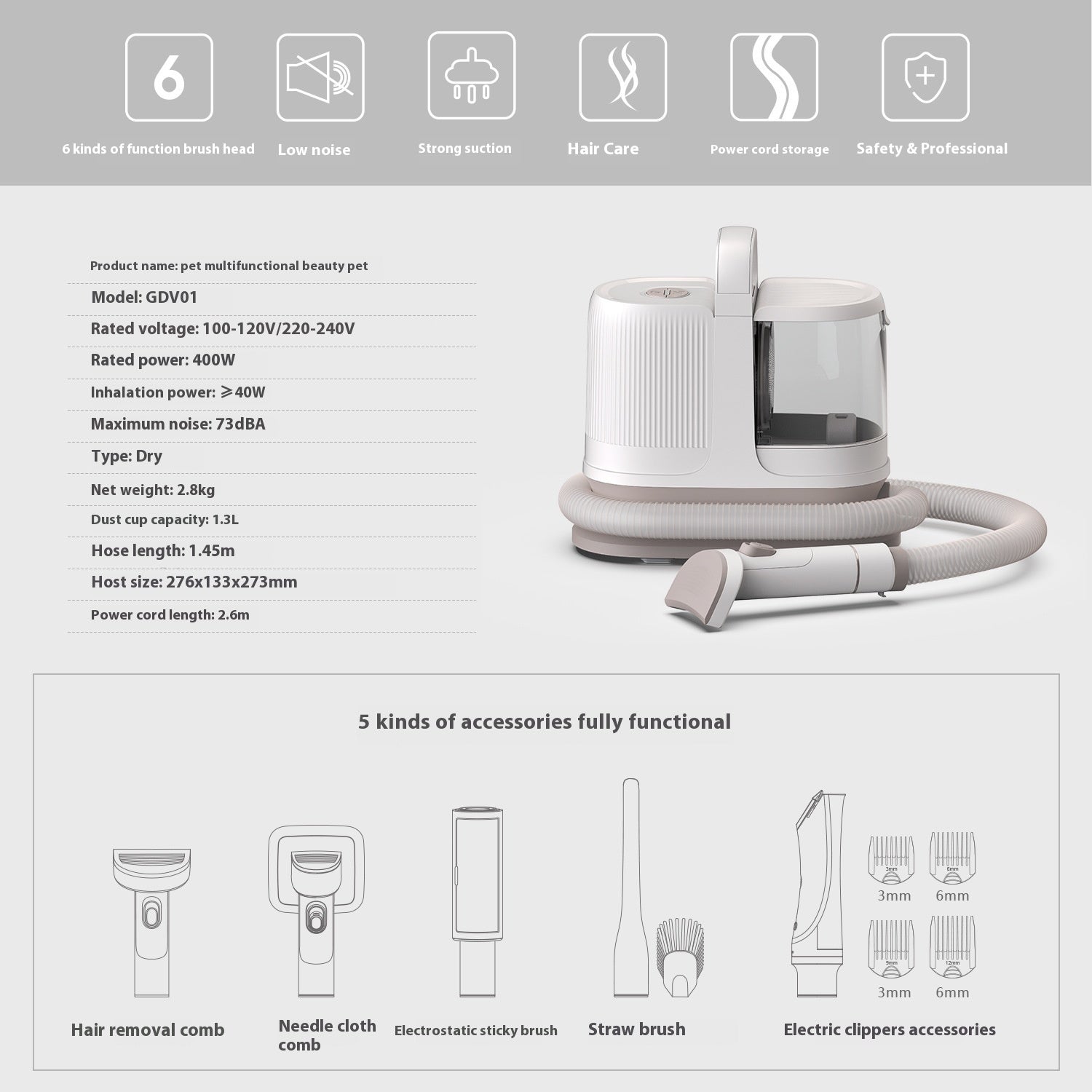 KFX-2797629 Multifunctional Electric Pet Hair Clipper and Vacuum Cleaner Set