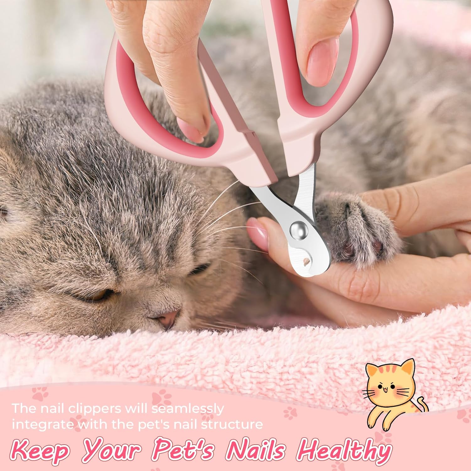KFX-2799293 Safe and Efficient Cat Nail Clipper with Positioning Hole and Non-Slip Handle